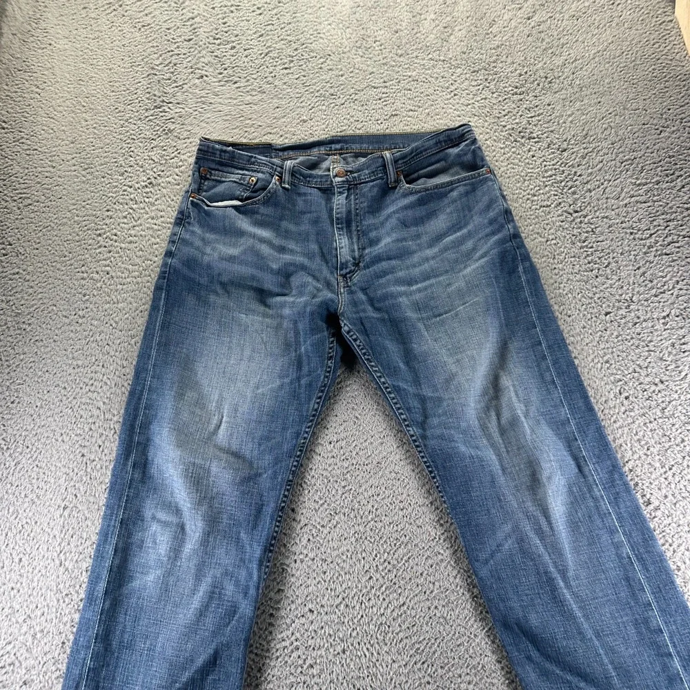 Levi's 505 Jeans Men 36x32 Blue Cotton Denim Straight Leg Workwear Faded Stretch